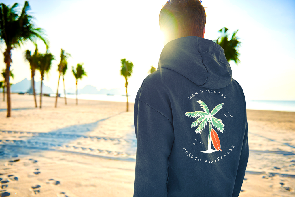 Mental Health Awareness Hoodie | Palm Tree & Surfing Vibes